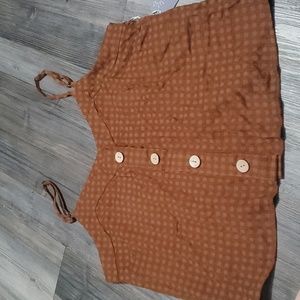 New! Indigo Rising Brown tank top buttons crop top